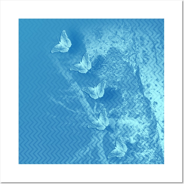 Butterflies and ghost tree in blue Wall Art by hereswendy